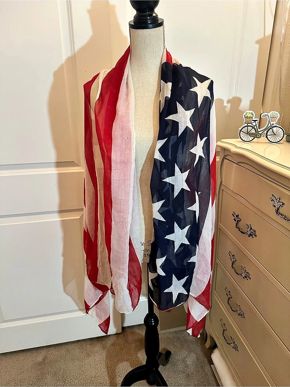 American Flag Print Scarf Wrap Like New
